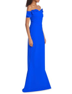 CHIARA BONI LA PETITE ROBE Women's Yiana Floral Appliqué Gown In Blue Klein