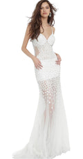 Jovani White Dress Size 12 Retails $738