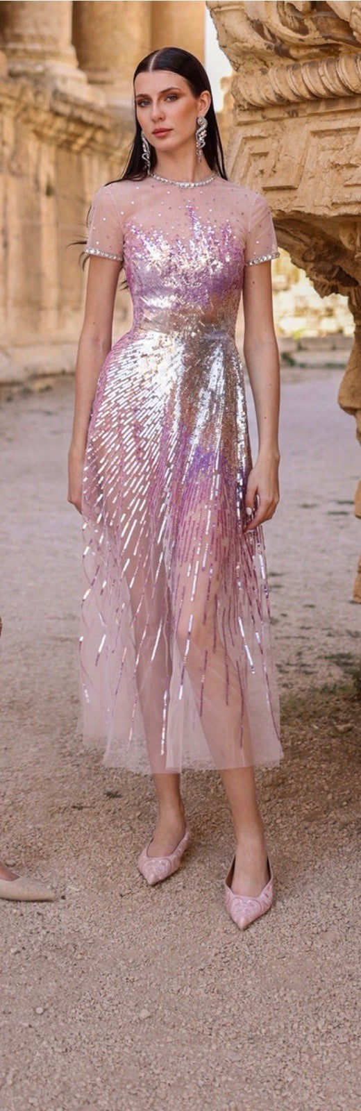 Georges Hobeika Embellished Tulle Midi Dress Size 2/4 Retail $7,000