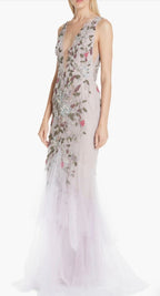 Marchesa Embroidered Floral Evening Dress Size 12 Retails $6,995