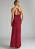 NWT Azazie Becca Burgundy Sheath V-Neck Chiffon Dress Size 0