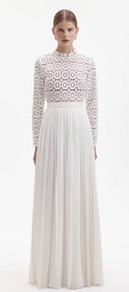 Self-Portrait Mock Neck White Long Dress Size 10