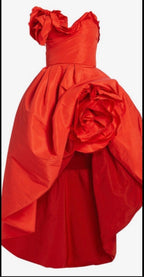 Marchesa Women's Strapless Sculptural Rose Faille Gown Size 6 Retails $4995