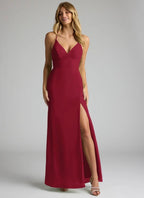 NWT Azazie Becca Burgundy Sheath V-Neck Chiffon Dress Size 0