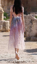 Georges Hobeika Embellished Tulle Midi Dress Size 2/4 Retail $7,000