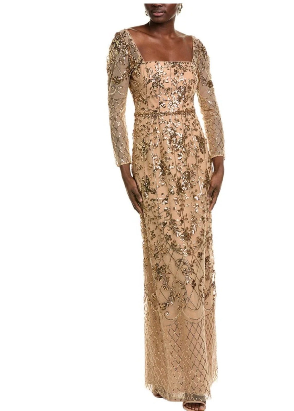 NWT MARCHESA NOTTE SEQUIN LATTICE GOWN Size 6 Retails $995
