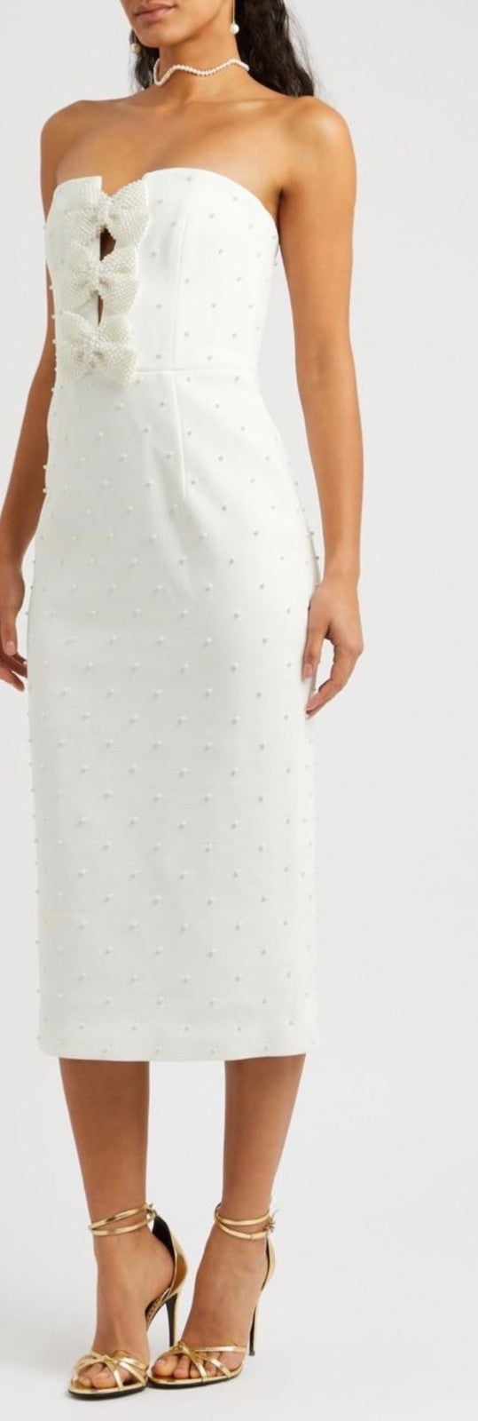 REBECCA VALLANCE Bridal Ophelia Crêpe Midi Dress Size 2 Retails $840