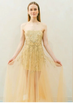 Tony Ward Nude Gold Strapless Sequin Gown – Size XS / Altered 0/2