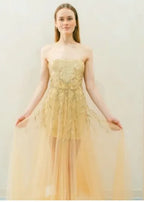 Tony Ward Nude Gold Strapless Sequin Gown – Size XS / Altered 0/2