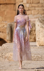 Georges Hobeika Embellished Tulle Midi Dress Size 2/4 – Multi Beaded Tulle