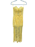 Baracci Haute Couture Yellow Lace Dress Size 2 – Handcrafted Couture Elegance