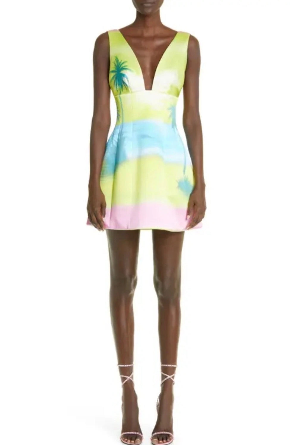 Brandon Maxwell Printed Silk Satin Mini Dress Size 6 – Sunset/Lilac/Primrose