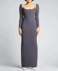 Alex Perry Satin Crepe Corset Column Gown Size 10 – Charcoal Gray Maxi