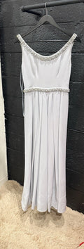 Prada Crystal-Embellished Silver Gray Evening Gown Size 40 – A-Line Maxi
