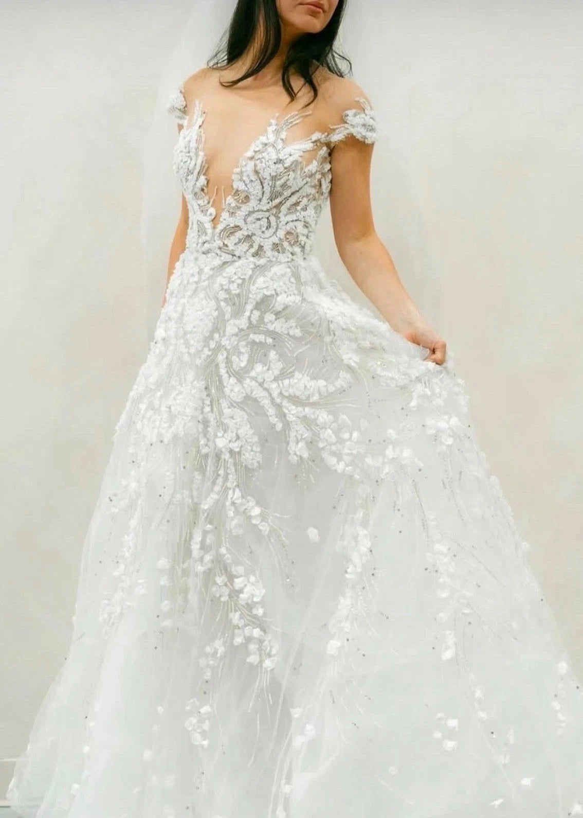 J’aton Couture Cap Sleeve Bridal Gown Size 2 – White Couture Dress