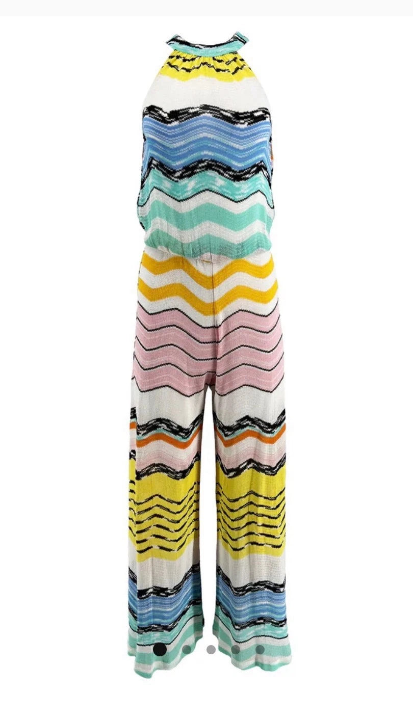 Missoni Mare Multicolor Zig-Zag Jumpsuit Size 4 – Loose Fit Wide Leg