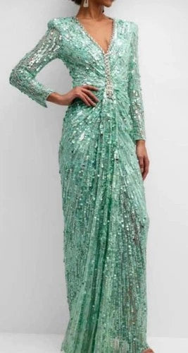 Jenny Packham Gazelle Gown in Sequin Tulle Size 6/8 – Elegant Mint Evening Style