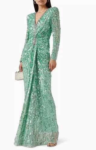 Jenny Packham Gazelle Gown in Sequin Tulle Size 6/8 – Elegant Mint Evening Style