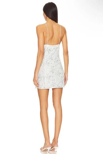 For Love & Lemons Claire Mini Dress in Blue Size XS – Chic Floral Style