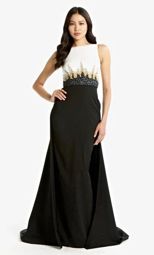 Pamella Roland Black and White Maxi Dress Size 8 – Red Carpet Evening Style