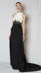 Pamella Roland Black and White Maxi Dress Size 8 – Red Carpet Evening Style