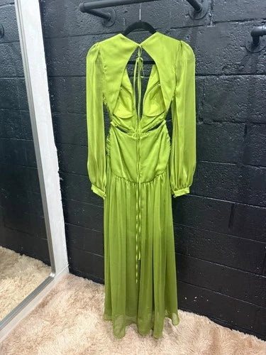 AlfaBeta Evening Dress Size 1 – Elegant Green Chiffon Maxi