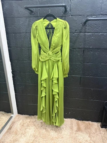 AlfaBeta Evening Dress Size 1 – Elegant Green Chiffon Maxi