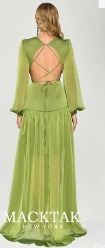 AlfaBeta Evening Dress Size 1 – Elegant Green Chiffon Maxi
