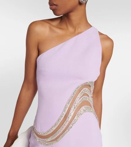 David Koma One-Shoulder Cutout Embellished Gown Size 8 – Statement Maxi Evening Dress