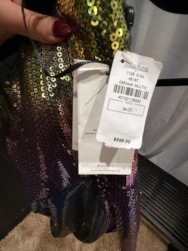 Ilkyaz Ozel Jade Bustier Dress Size 36 – Rainbow Sequin Mini