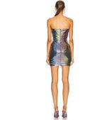 Ilkyaz Ozel Jade Bustier Dress Size 36 – Rainbow Sequin Mini