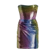 Ilkyaz Ozel Jade Bustier Dress Size 36 – Rainbow Sequin Mini