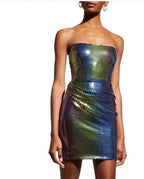 Ilkyaz Ozel Jade Bustier Dress Size 36 – Rainbow Sequin Mini