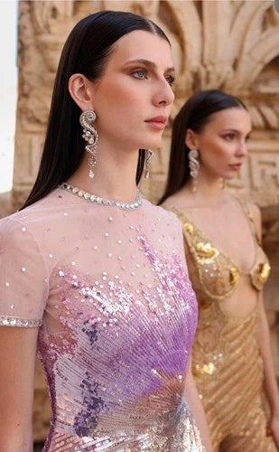 Georges Hobeika Embellished Tulle Midi Dress Size 2/4 – Multi Beaded Tulle