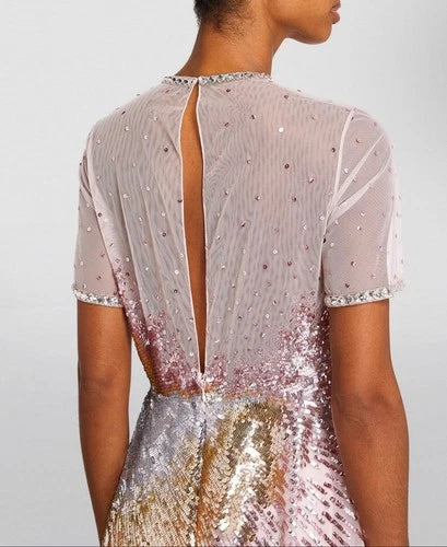 Georges Hobeika Embellished Tulle Midi Dress Size 2/4 – Multi Beaded Tulle