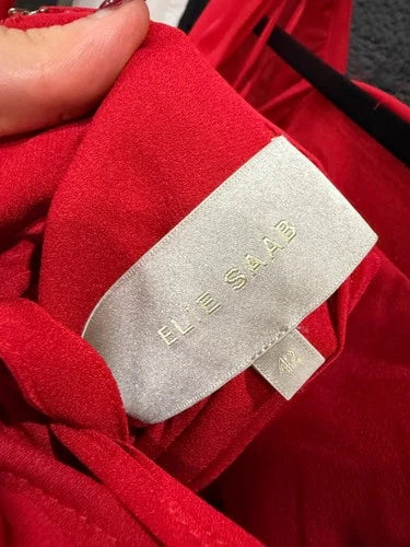 Elie Saab Cape Back Silk Blend Gown Size 42 – Red Maxi