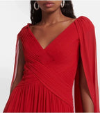 Elie Saab Cape Back Silk Blend Gown Size 42 – Red Maxi