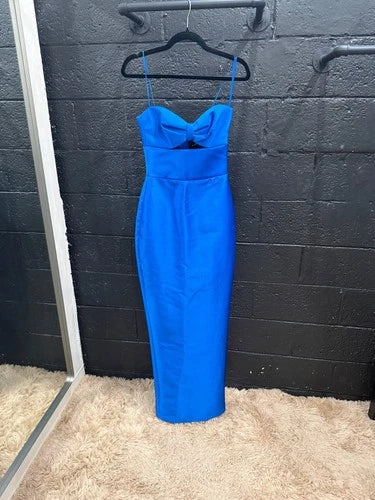 Rasario Cutout Satin Gown Size 36 – Royal Blue Column Gown