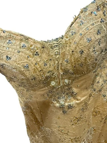 Baracci Haute Couture Yellow Lace Dress Size 2 – Handcrafted Couture Elegance