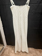 Nadine Merabi Hailey White Jumpsuit Size S/M – Elegant Velvet Statement