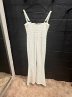 Nadine Merabi Hailey White Jumpsuit Size S/M – Elegant Velvet Statement