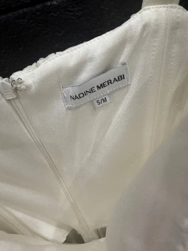 Nadine Merabi Hailey White Jumpsuit Size S/M – Elegant Velvet Statement