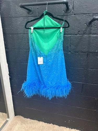 Sau Lee Jewel Dress Size 10 – Green Blue Ombre Mini