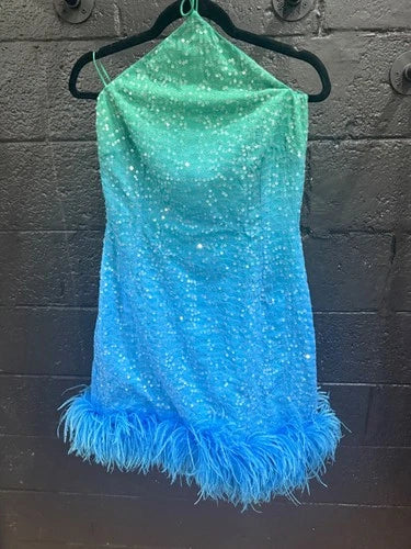 Sau Lee Jewel Dress Size 10 – Green Blue Ombre Mini