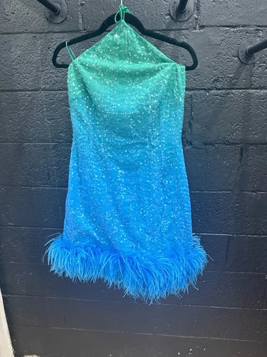 Sau Lee Jewel Dress Size 10 – Green Blue Ombre Mini