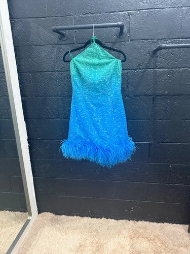 Sau Lee Jewel Dress Size 10 – Green Blue Ombre Mini