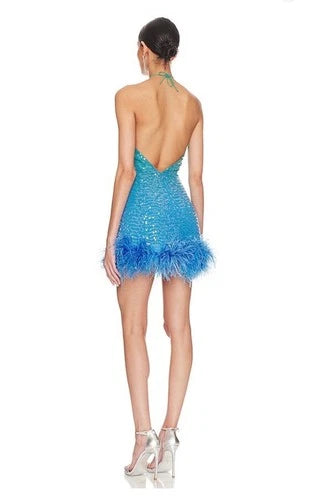 Sau Lee Jewel Dress Size 10 – Green Blue Ombre Mini