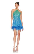 Sau Lee Jewel Dress Size 10 – Green Blue Ombre Mini