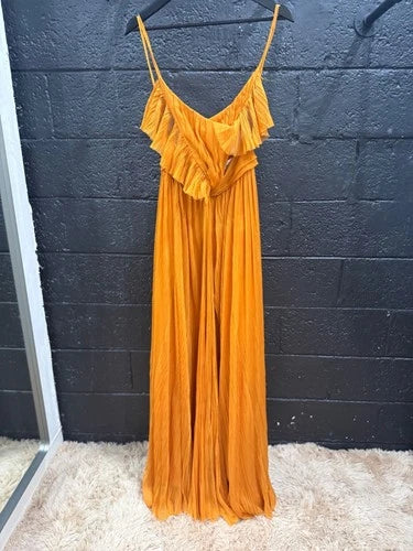 Emilio Pucci Orange Silk Dress Size 8 – A-Line Maxi