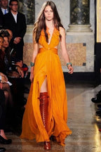 Emilio Pucci Orange Silk Dress Size 8 – A-Line Maxi